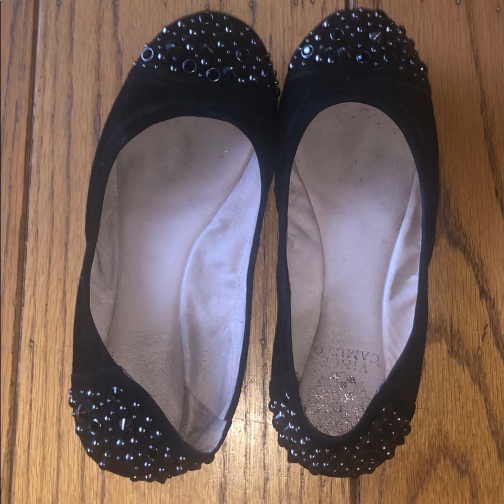 Vince Camuto studded black suede flats
